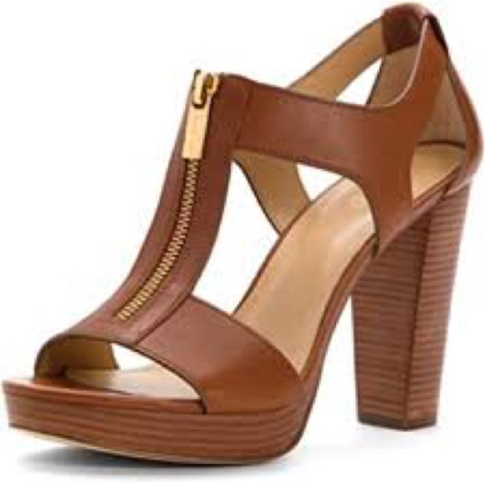 BROWN/TAN Michael Kors Zip-up Heels